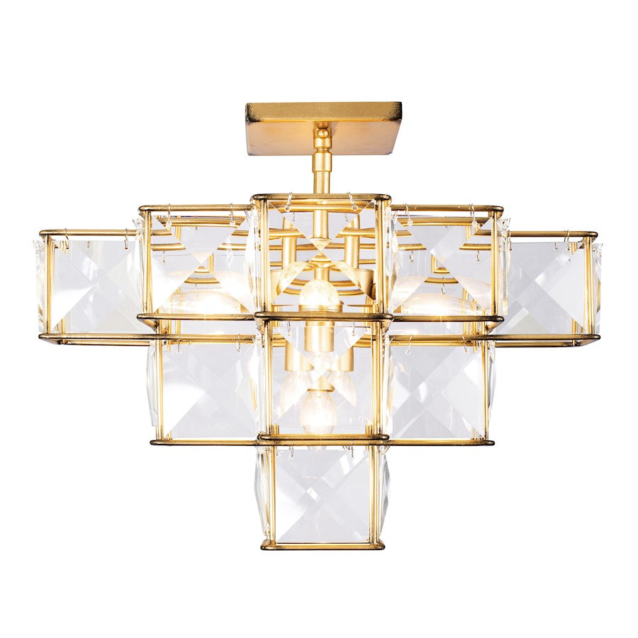 Varaluz Cubic 5-Light Ceiling Fixture, Calypso Gold - 329S05CG