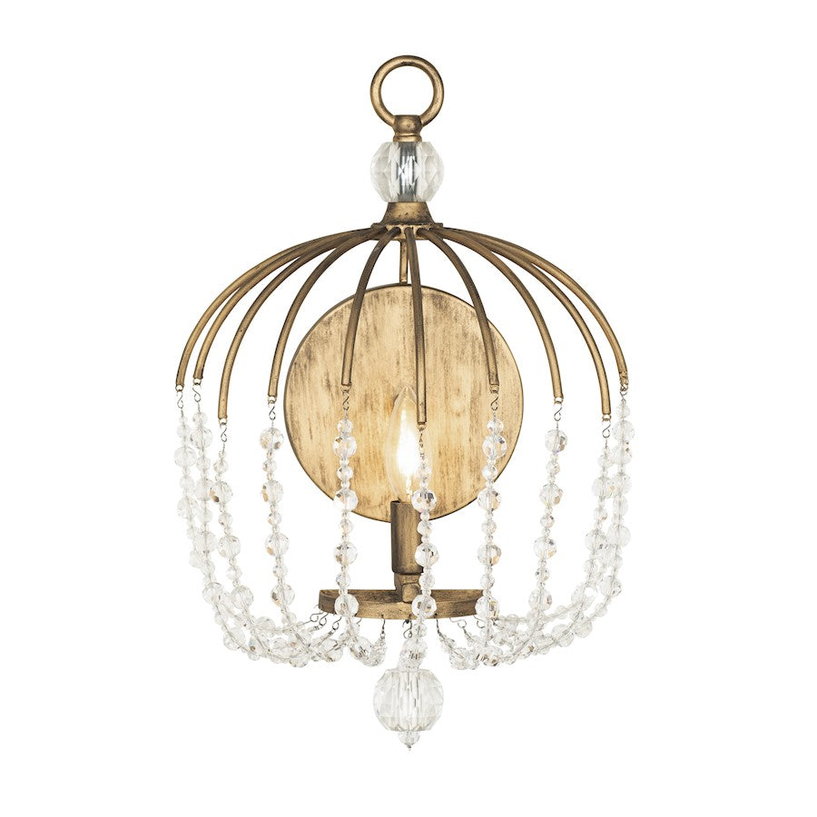 Varaluz Voliere 1 Light Crystal Wall Sconce, Havana Gold - 343W01HG