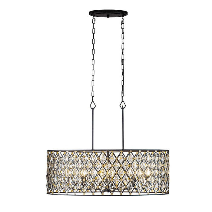 Varaluz Windsor 8 Light Crystal Oval Linear Pendant, Carbon/Gold