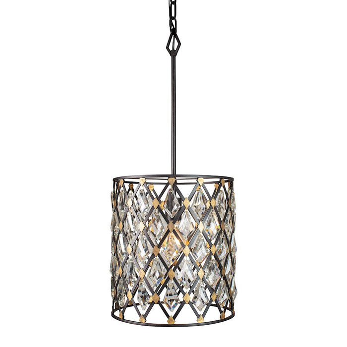 Varaluz Windsor 1 Light Crystal Pendant, Carbon/Havana Gold - 345P01CBHG