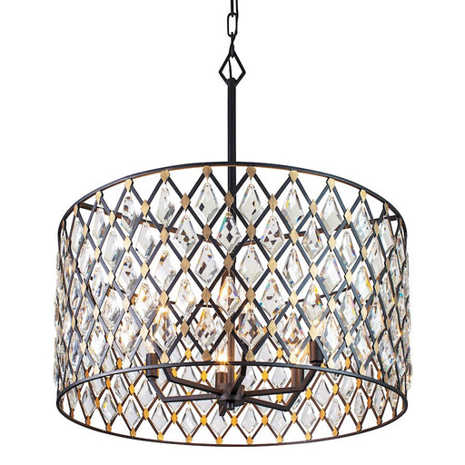 Varaluz Windsor 6 Light Crystal Pendant, Carbon/Havana Gold - 345P06CBHG