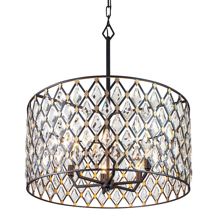 Varaluz Windsor 6 Light Crystal Pendant, Carbon/Havana Gold - 345P06CBHG