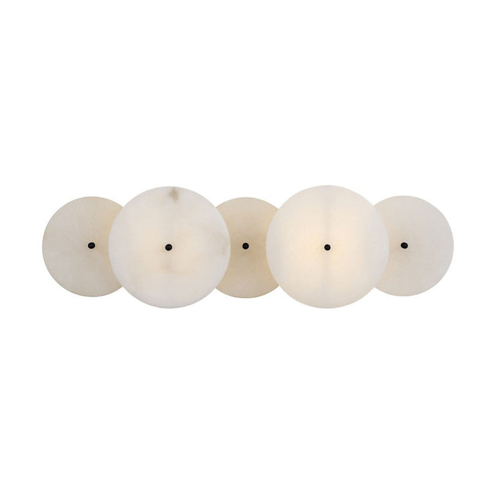 Varaluz Cosmos 2 Light Bath Light, Matte Black/Spanish Alabaster