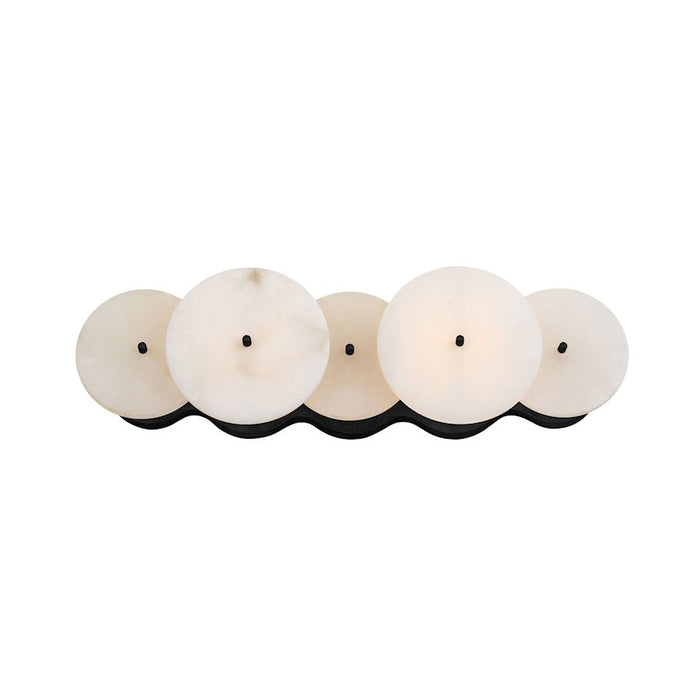 Varaluz Cosmos 2 Light Bath Light, Matte Black/Spanish Alabaster