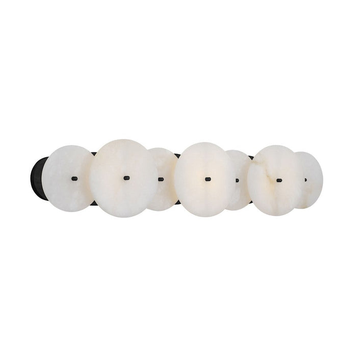 Varaluz Cosmos 3 Light Bath Light, Matte Black/Spanish Alabaster