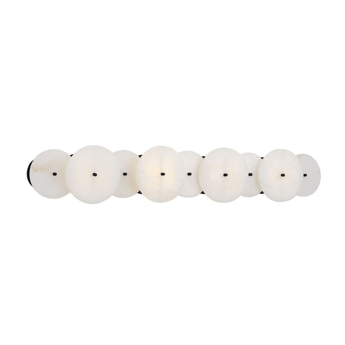 Varaluz Cosmos 4 Light Bath Light, Matte Black/Spanish Alabaster