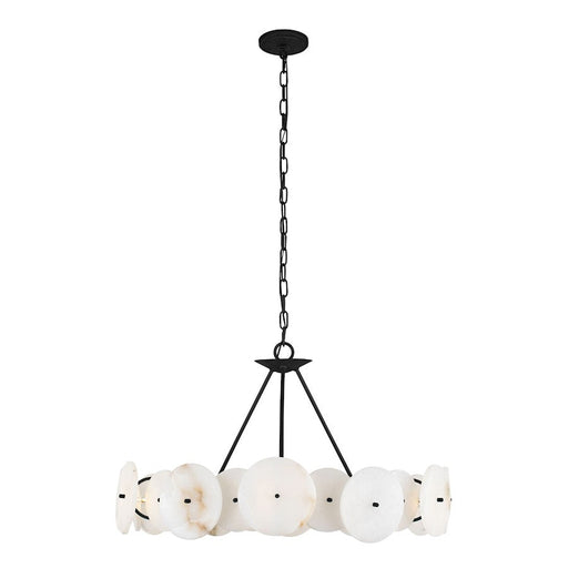 Varaluz Cosmos 6 Light Chandelier, Matte Black/Spanish Alabaster - 370C06MB