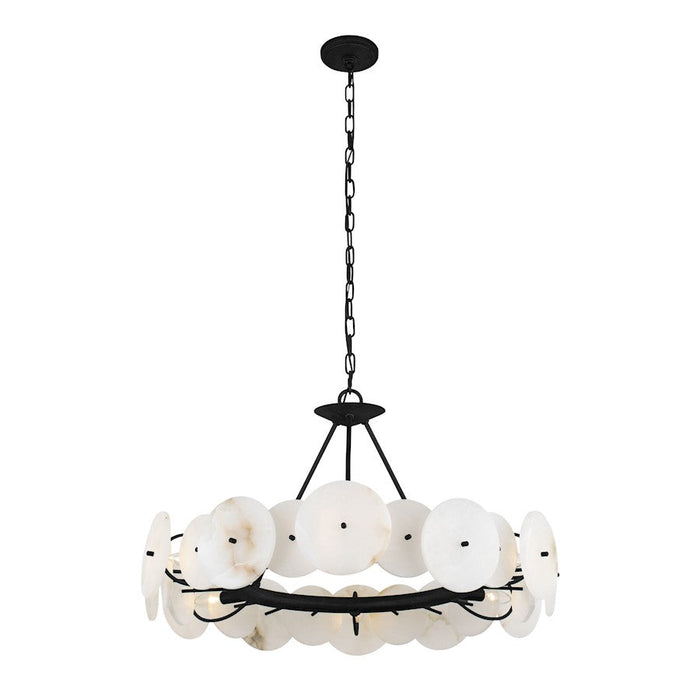 Varaluz Cosmos Chandelier, Matte Black/Spanish Alabaster