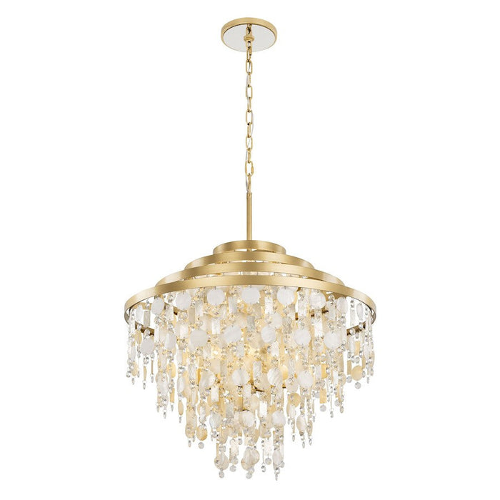 Varaluz Kalani Chandelier, French Gold/Ivory/Clear