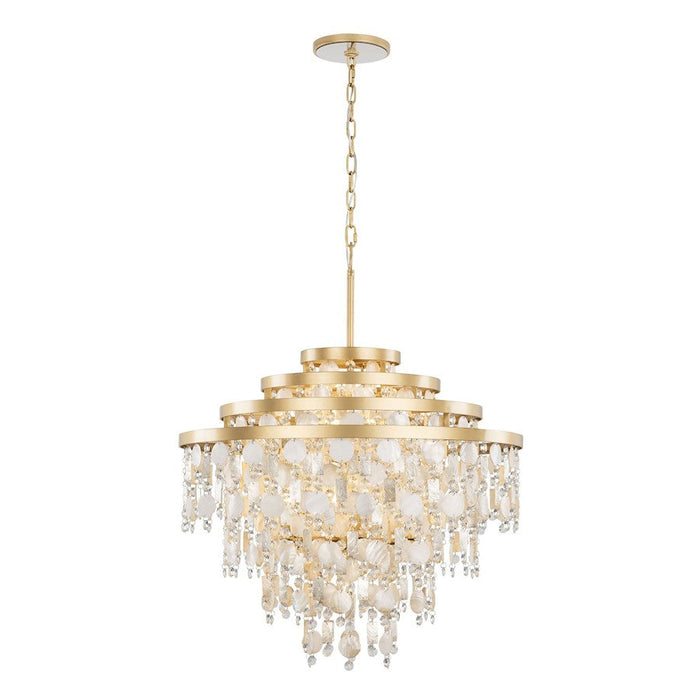 Varaluz Kalani Chandelier, French Gold/Ivory/Clear