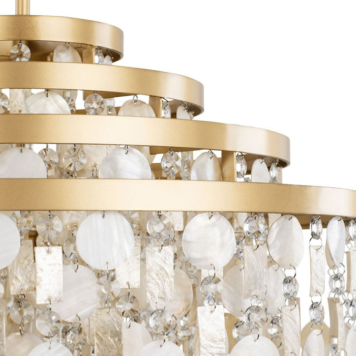 Varaluz Kalani Chandelier, French Gold/Ivory/Clear