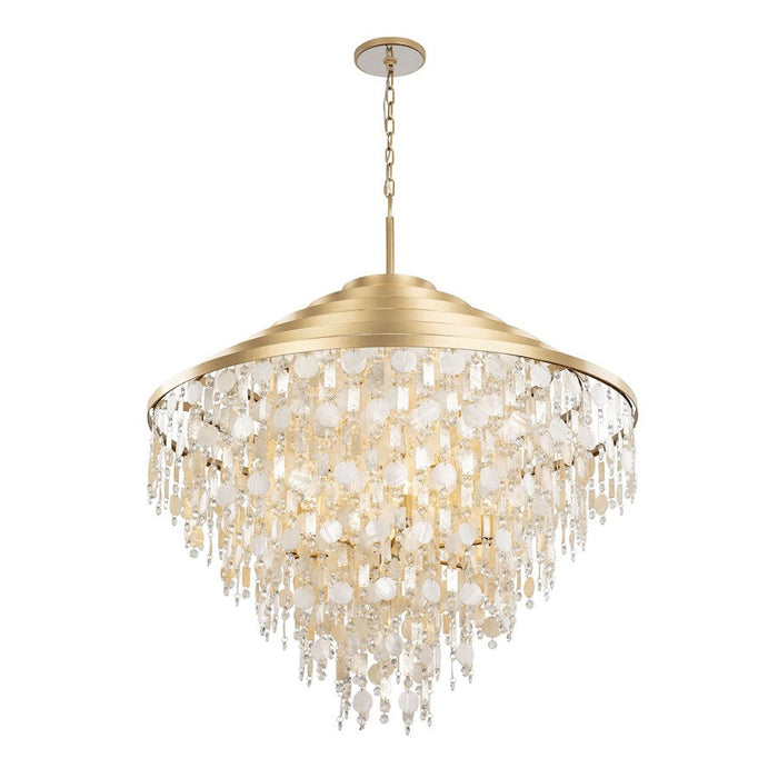 Varaluz Kalani Chandelier, French Gold/Ivory/Clear