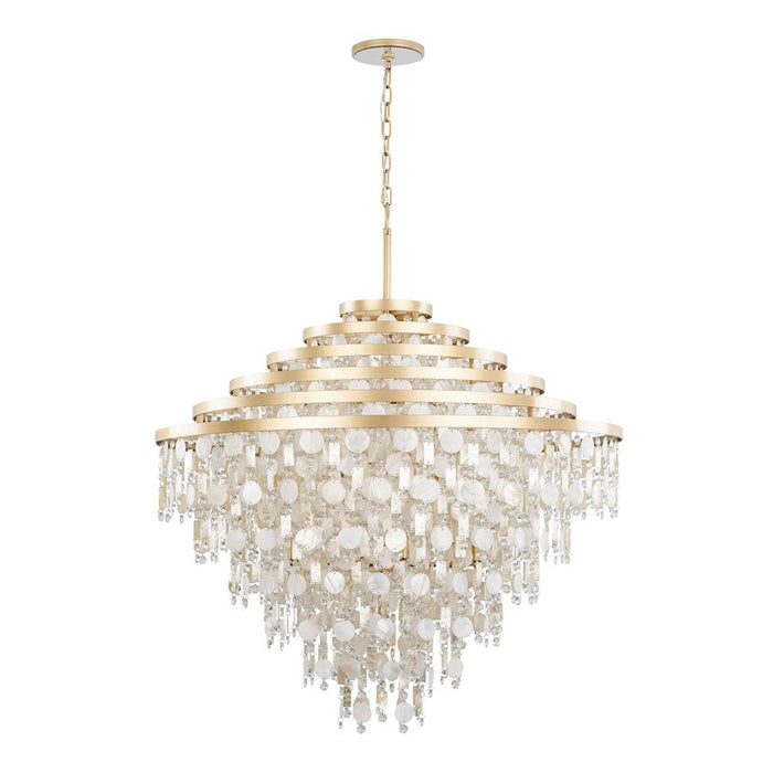 Varaluz Kalani Chandelier, French Gold/Ivory/Clear