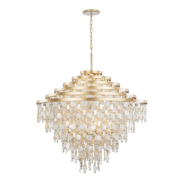 Varaluz Kalani Chandelier, French Gold/Ivory/Clear