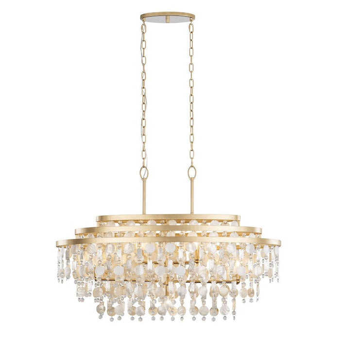 Varaluz Kalani 9-Lt Linear Pendant, French Gold/Ivory/Clear