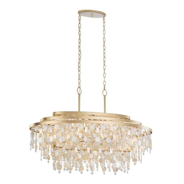 Varaluz Kalani 9-Lt Linear Pendant, French Gold/Ivory/Clear