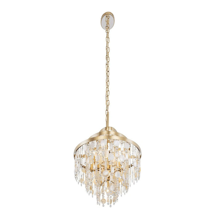 Varaluz Kalani 9-Lt Linear Pendant, French Gold/Ivory/Clear