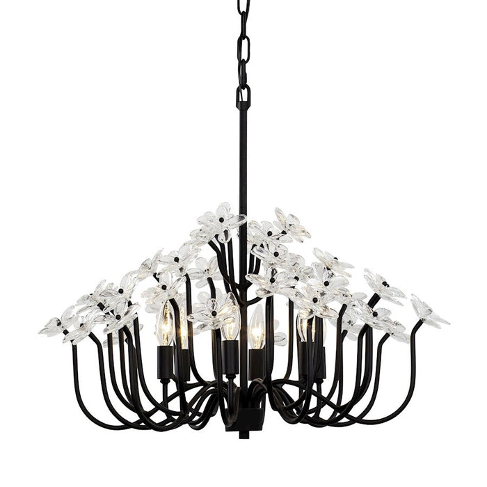 Varaluz Wildflower 6-Lt Chandelier, Matte Black/Clear - 378C06MB