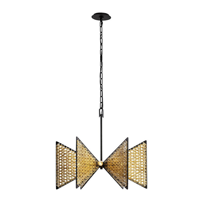 Varaluz Machina Chandelier, Matte Black/Natural Sulihiya