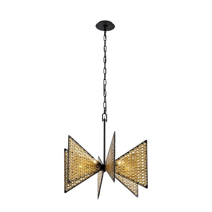 Varaluz Machina Chandelier, Matte Black/Natural Sulihiya