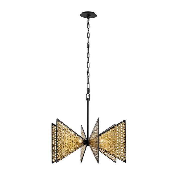 Varaluz Machina Chandelier, Matte Black/Natural Sulihiya