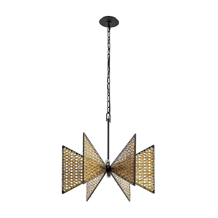 Varaluz Machina Chandelier, Matte Black/Natural Sulihiya