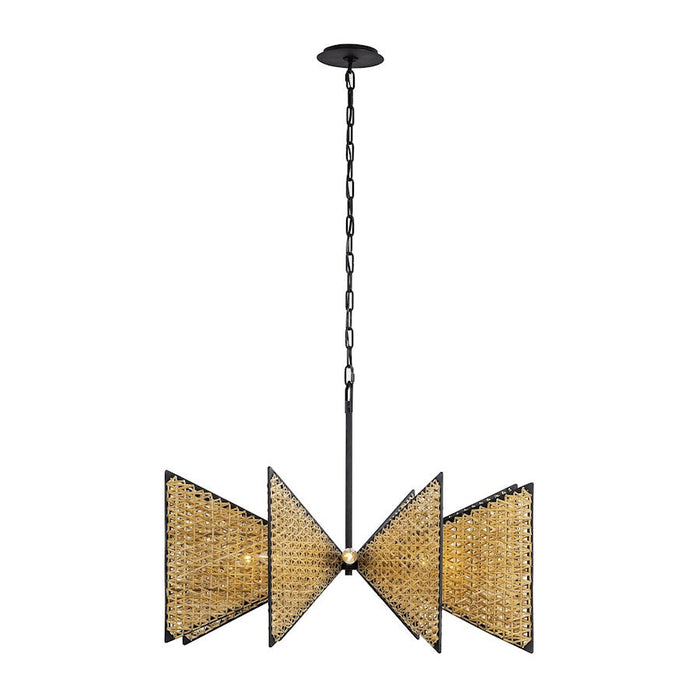 Varaluz Machina Chandelier, Matte Black/Natural Sulihiya