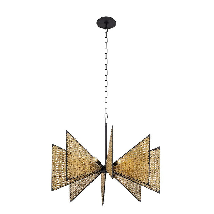 Varaluz Machina Chandelier, Matte Black/Natural Sulihiya