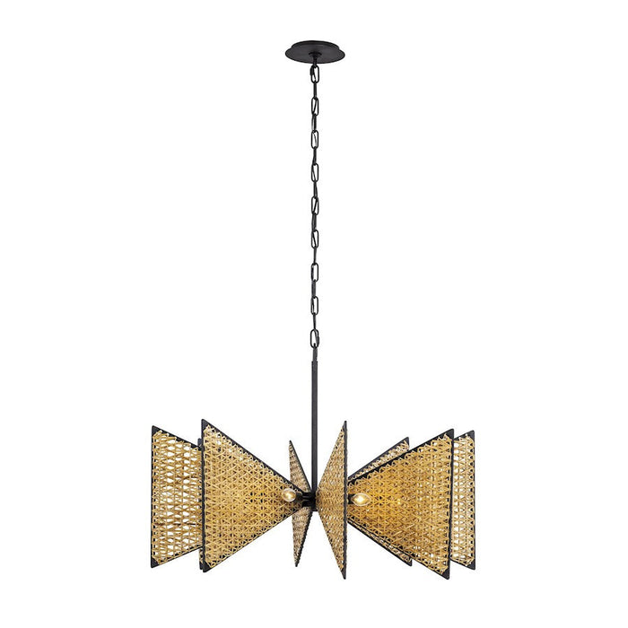 Varaluz Machina Chandelier, Matte Black/Natural Sulihiya