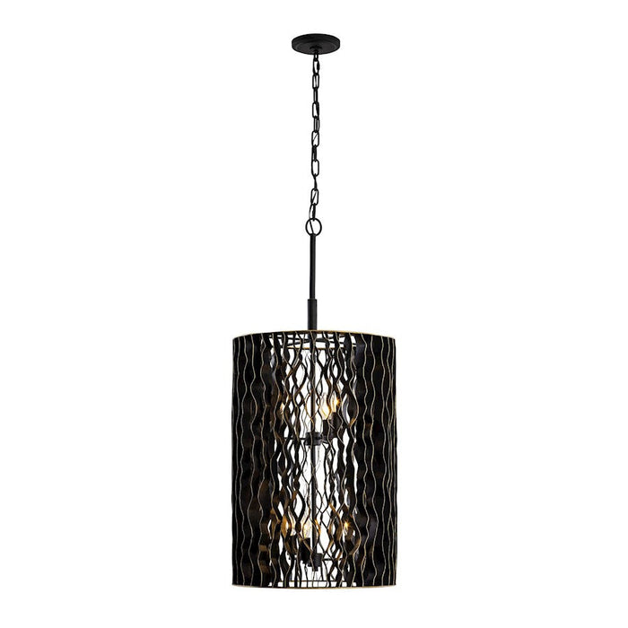 Varaluz Estela 6-Lt Foyer Pendant, Matte Black/French Gold