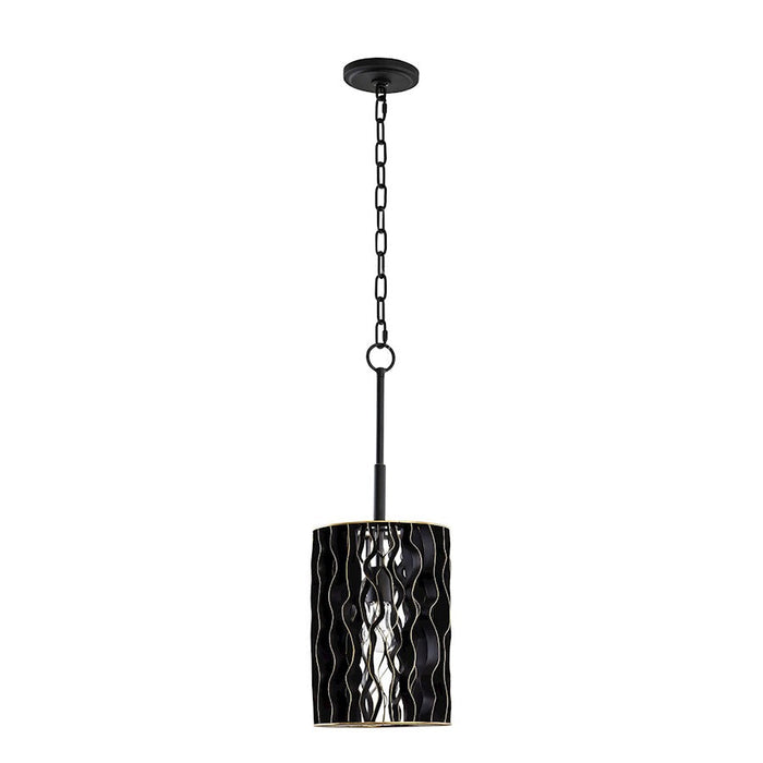 Varaluz Estela 1-Lt Mini Pendant, Matte Black/French Gold