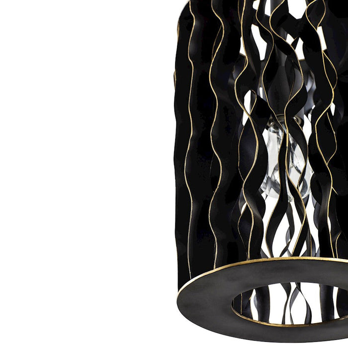 Varaluz Estela 1-Lt Mini Pendant, Matte Black/French Gold