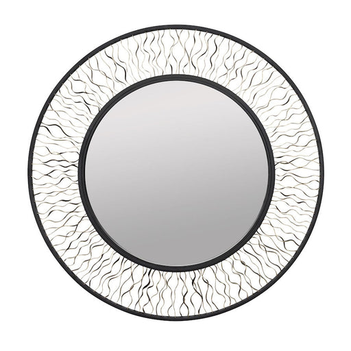 Varaluz Estela 30 in Round Wall Mirror, Matte Black/French Gold - 380MI30AMBFG