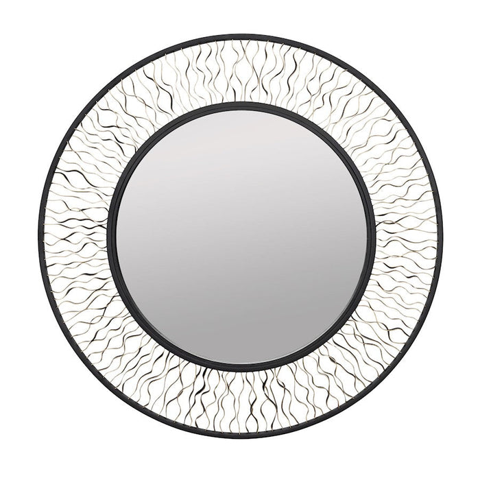 Varaluz Estela 30 in Round Wall Mirror, Matte Black/French Gold - 380MI30AMBFG