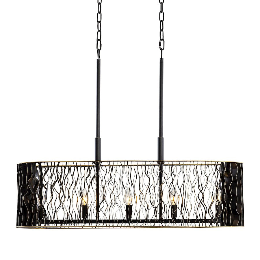 Varaluz Estela 5-Lt Linear Pendant, Matte Black/French Gold - 380N05MBFG