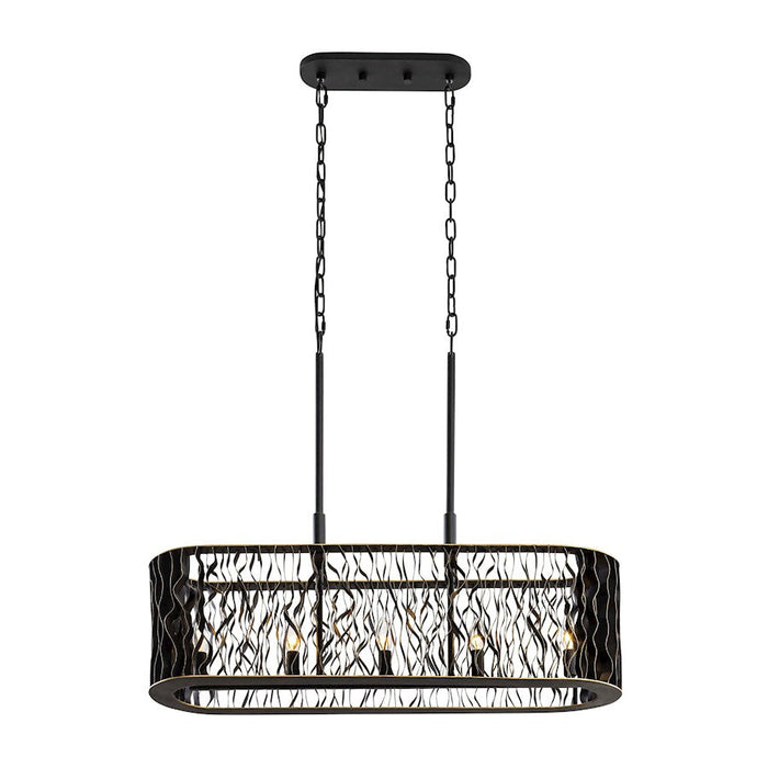 Varaluz Estela 5-Lt Linear Pendant, Matte Black/French Gold