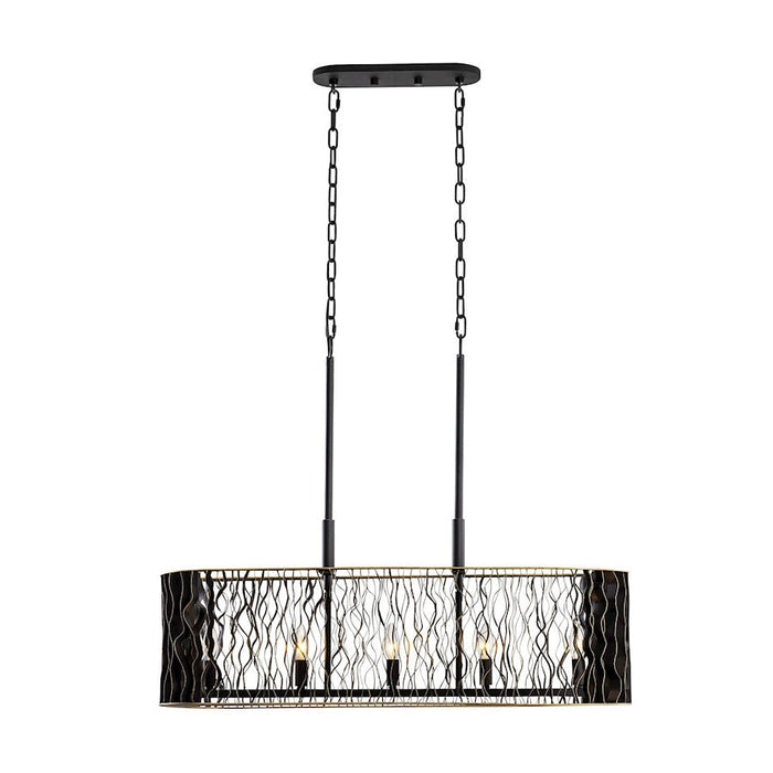 Varaluz Estela 5-Lt Linear Pendant, Matte Black/French Gold