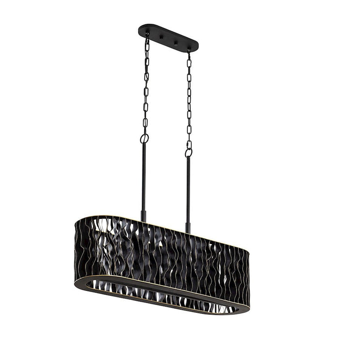 Varaluz Estela 5-Lt Linear Pendant, Matte Black/French Gold