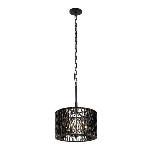 Varaluz Estela 3-Lt Convertible Pendant/Semi-Flush, Black/Gold