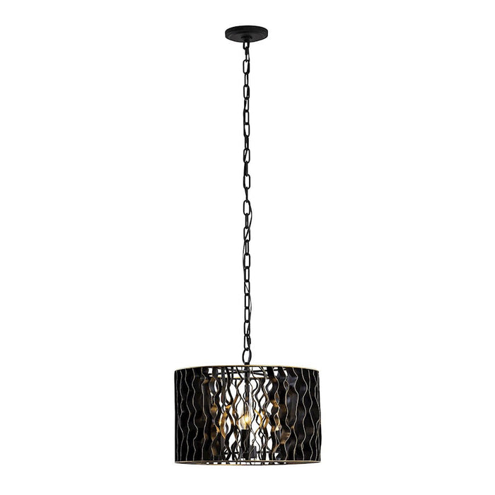 Varaluz Estela 3-Lt Convertible Pendant/Semi-Flush, Black/Gold