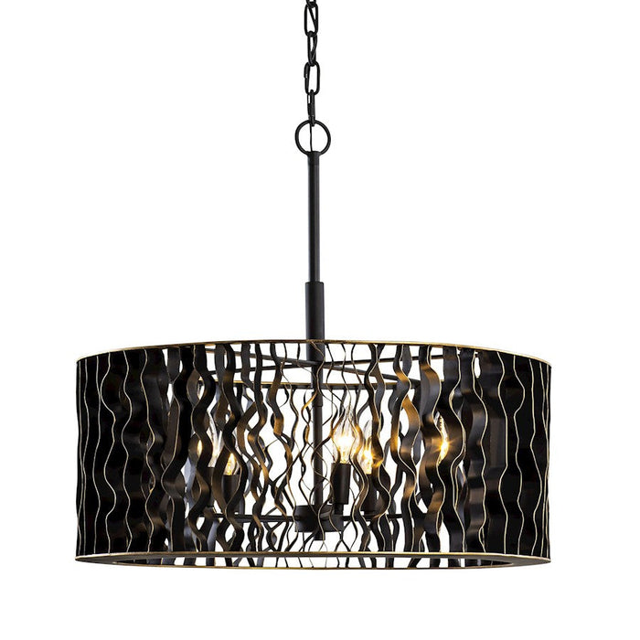 Varaluz Estela 5-Lt Pendant, Matte Black/French Gold - 380P05MBFG