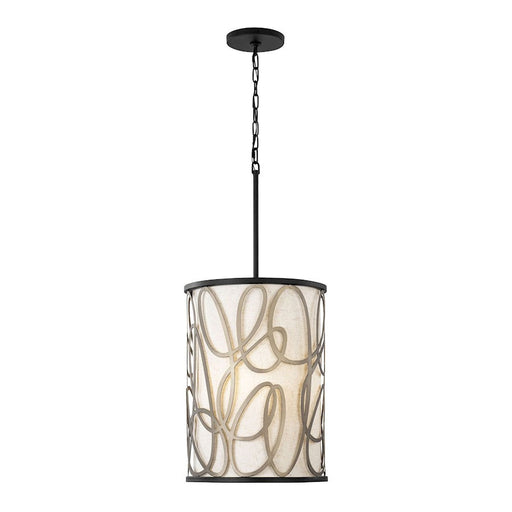 Varaluz Scribble 6-Lt Foyer Pendant, Matte Black/Artifact/Taupe