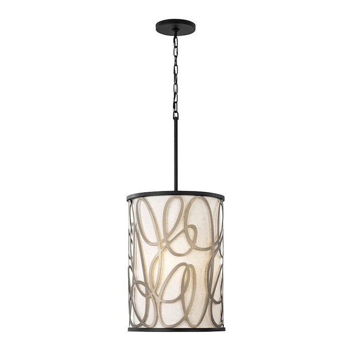 Varaluz Scribble 6-Lt Foyer Pendant, Matte Black/Artifact/Taupe