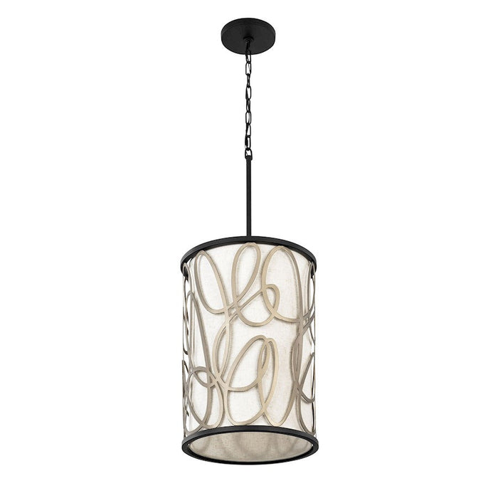 Varaluz Scribble 6-Lt Foyer Pendant, Matte Black/Artifact/Taupe