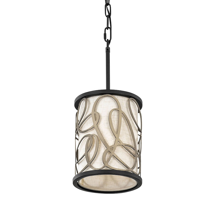 Varaluz Scribble 1-Lt Mini Pendant, Matte Black/Artifact/Taupe - 381M01MBAR