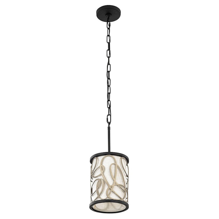 Varaluz Scribble 1-Lt Mini Pendant, Matte Black/Artifact/Taupe