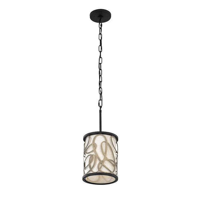 Varaluz Scribble 1-Lt Mini Pendant, Matte Black/Artifact/Taupe