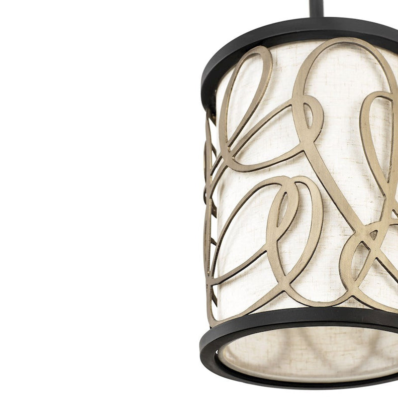 Varaluz Scribble 1-Lt Mini Pendant, Matte Black/Artifact/Taupe