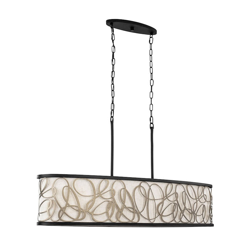 Varaluz Scribble 6-Lt Linear Pendant, Matte Black/Artifact/Taupe