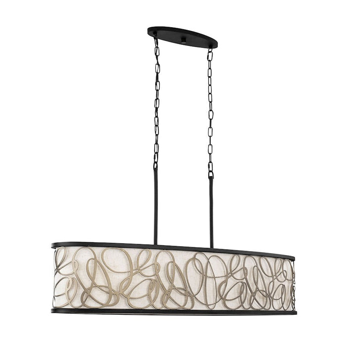 Varaluz Scribble 6-Lt Linear Pendant, Matte Black/Artifact/Taupe